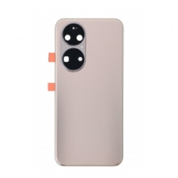 Vitre arrière avec Adhésif + Lentille camera + support pour Huawei P50 Or + Logo
