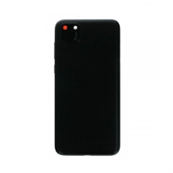 Vitre arrière avec Lentille camera + support pour Huawei Y5p Noir + Logo