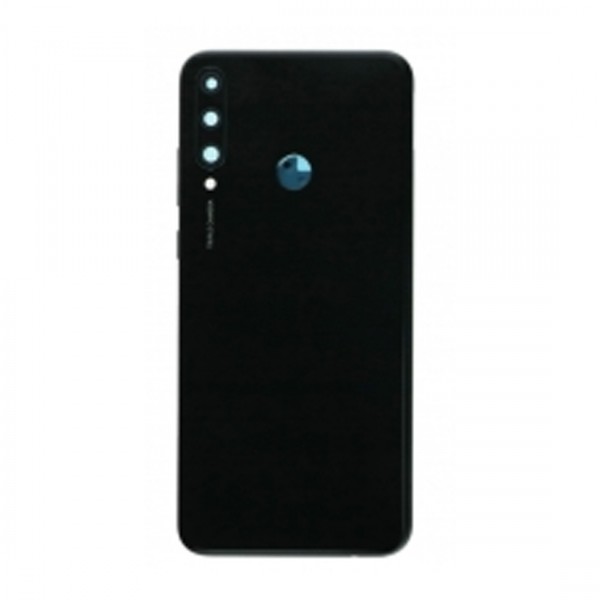 Vitre arrière avec Lentille camera + support pour Huawei Y6p Noir + Logo