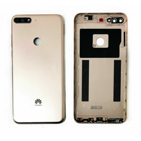 Vitre arrière avec Lentille camera + support pour Huawei Y7 2018/Y7 Prime 2018 Or + Logo