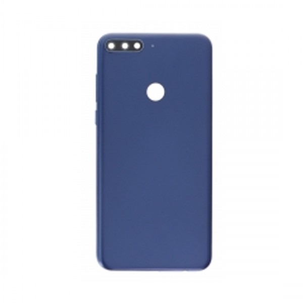 Vitre arrière avec Lentille camera + support pour Huawei Y7 2018/Y7 Prime 2018 Bleu + Logo
