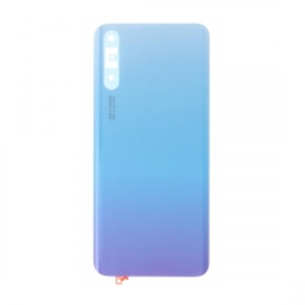 Vitre arrière (cache batterie) avec Adhésif pour Huawei Y8p Bleu + Logo