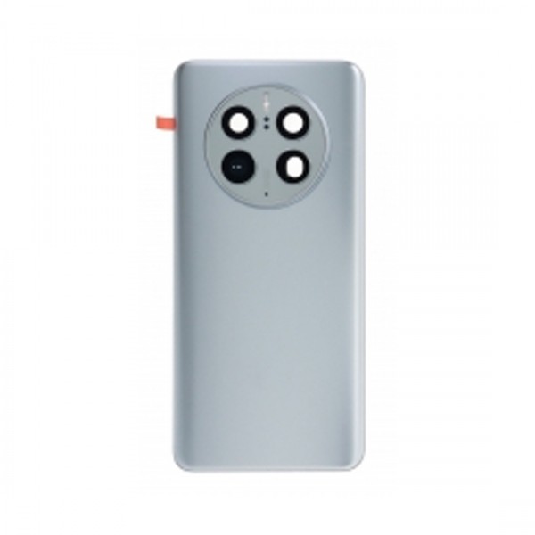 Vitre arrière avec Adhésif + Lentille camera + support pour Huawei Mate 50 Pro Argent + Logo