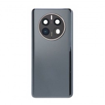 Vitre arrière avec Adhésif + Lentille camera + support pour Huawei Mate 50 Pro Noir + Logo