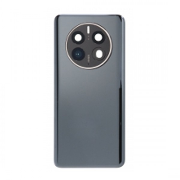 Vitre arrière avec Adhésif + Lentille camera + support pour Huawei Mate 50 Pro Noir + Logo