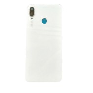 Vitre arrière avec Adhésif + Lentille camera + support pour Huawei P Smart+/Nova 3i Blanc + Logo