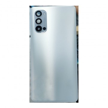 Vitre arrière avec Adhésif + Lentille camera + support pour Oppo Reno 4 Pro 5G CPH2089 Blanc + Logo