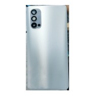 Vitre arrière avec Adhésif + Lentille camera + support pour Oppo Reno 4 Pro 5G CPH2089 Blanc + Logo