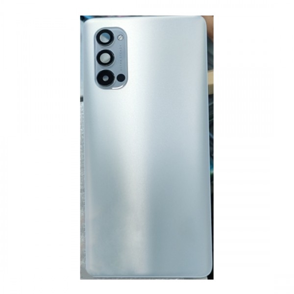 Vitre arrière avec Adhésif + Lentille camera + support pour Oppo Reno 4 Pro 5G CPH2089 Blanc + Logo