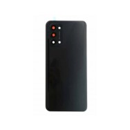Vitre arrière avec Adhésif + Lentille camera + support pour Oppo Reno5 4G Noir + Logo