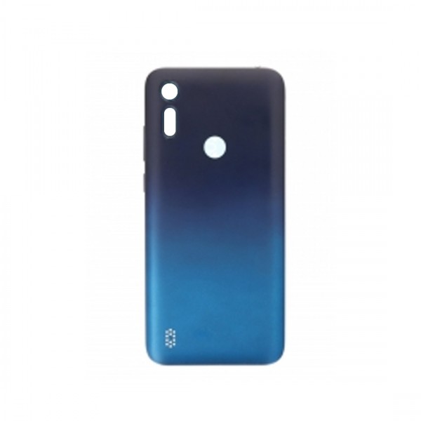 Vitre arrière (cache batterie) pour Motorola Moto E6i Bleu + Logo