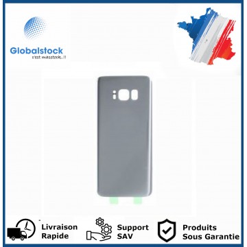 Vitre arrière galaxy s8 argent logo + ce