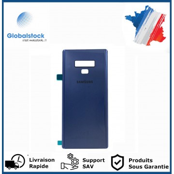 Vitre arriere samsung galaxy note 9 bleu logo + ce