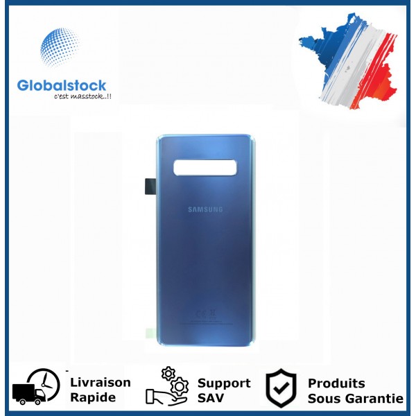 Vitre arrière galaxy s10 bleu logo + ce