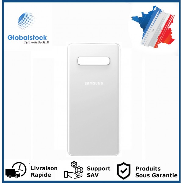 Vitre arrière galaxy s10 plus blanc logo + ce