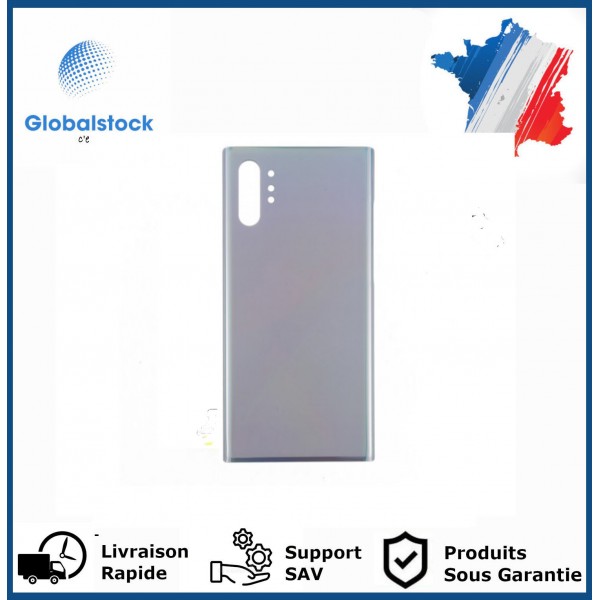 Vitre arriere samsung galaxy note 10 plus argent logo + ce