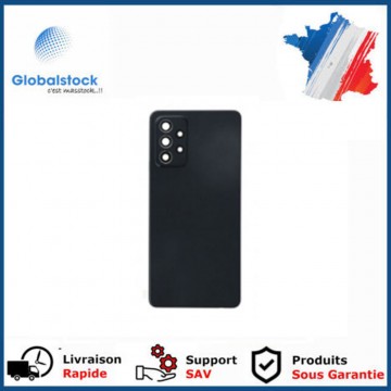 Vitre arrière avec Adhésif + Lentille camera support pour Samsung Galaxy A72/A72 5G Noir + Logo
