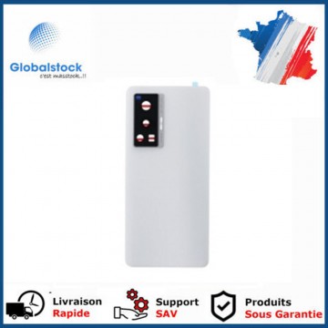 Vitre arrière avec Adhésif + Lentille camera support pour Vivo X70 Pro Blanc + Logo