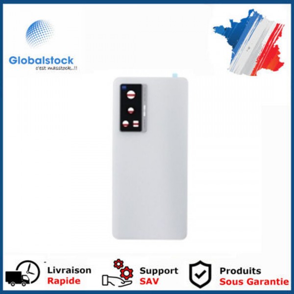 Vitre arrière avec Adhésif + Lentille camera support pour Vivo X70 Pro Blanc + Logo