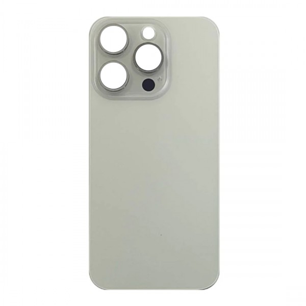 Vitre Arrière (Cache Batterie) pour iPhone 15 Pro Blanc Titane avec Gros Trou