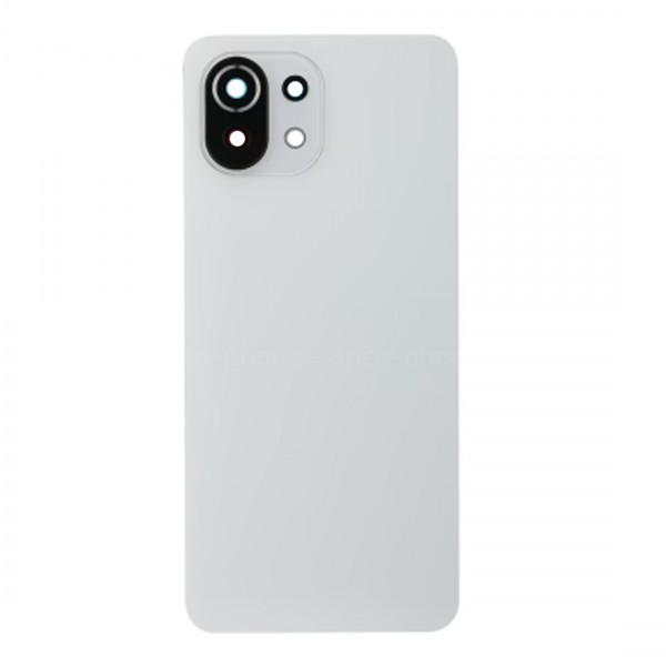 Vitre arrière ( Cache batterie) avec Lentille Caméra pour Xiaomi Mi 11 Lite 5G Blanc + Adhésive
