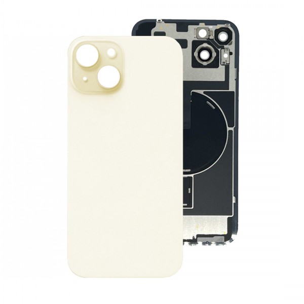 Vitre arrière (Cache batterie) pour iPhone 15 + Support + nfc Jaune