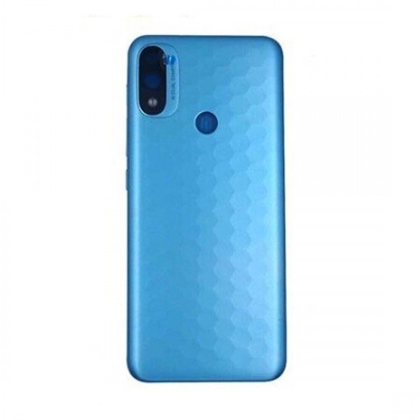 Vitre arrière (cache batterie) avec Lentille caméra arrière + adhésif pour Motorola Moto E20 Bleu