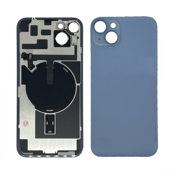 Vitre Arrière pour iPhone 14 Plus Bleu avec Support et NFC