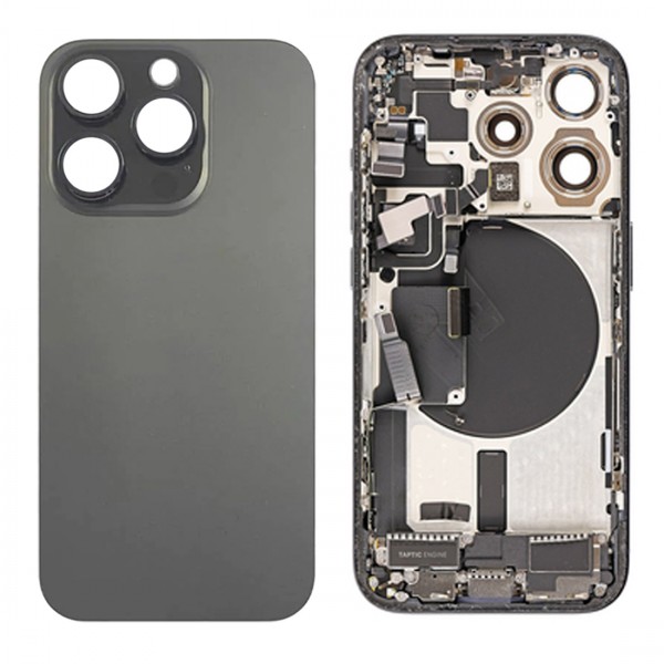 Vitre Arrière (Cache Batterie) pour iPhone 15 Pro avec Support et NFC en Noir Titane