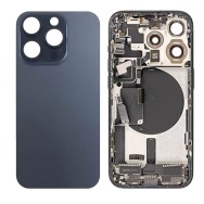 Vitre Arrière (Cache Batterie) pour iPhone 15 Pro avec Support et NFC en Bleu Titane