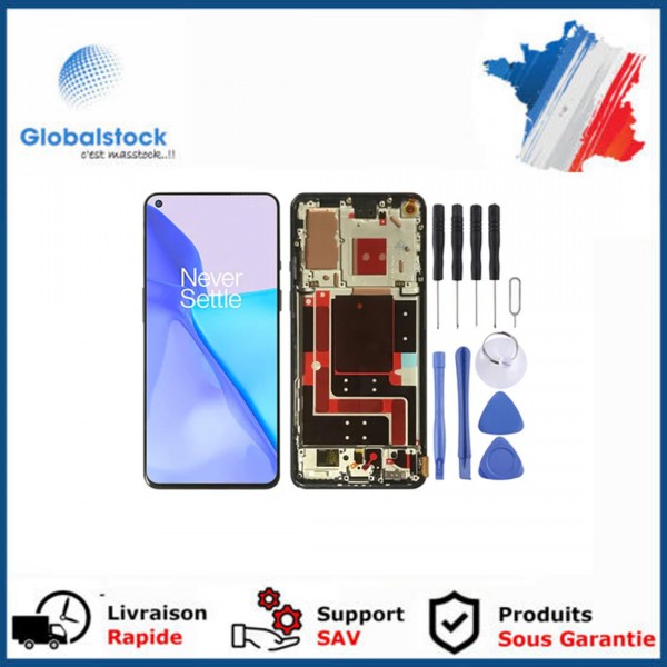 Ecran LCD + Vitre tactile sur chassis pour Oneplus 9 + Outils