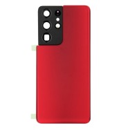 Vitre arrière galaxy s21 ultra rouge logo + ce