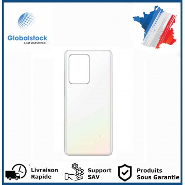 Vitre arrière galaxy s20 ultra blanc logo + ce