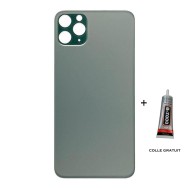 Vitre Arrière pour iPhone 11 Pro Max avec Gros Trou Vert et Adhésif