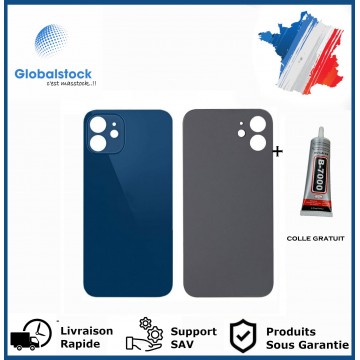 Vitre arrière iPhone 12 Bleu logo + ce