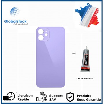 Vitre arrière iPhone 12 violet logo + ce