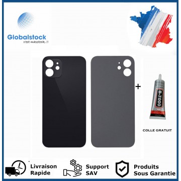 Vitre arrière iPhone 12 Mini noir logo + ce