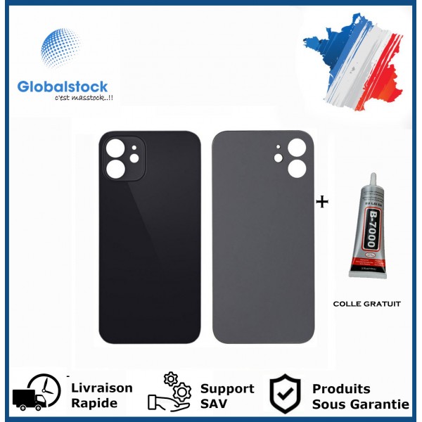 Vitre arrière iPhone 12 Mini noir logo + ce