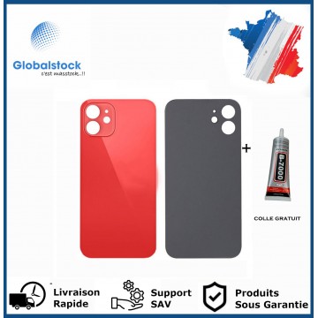 Vitre arrière iPhone 12 Mini rouge logo + ce