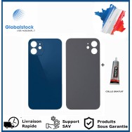 Vitre arrière iPhone 12 Mini bleu logo + ce