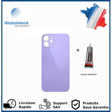 Vitre arrière iPhone 12 Mini violet logo + ce