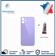 Vitre arrière iPhone 12 Mini violet logo + ce