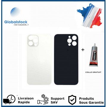 Vitre arrière iPhone 12 Pro blanc logo + ce