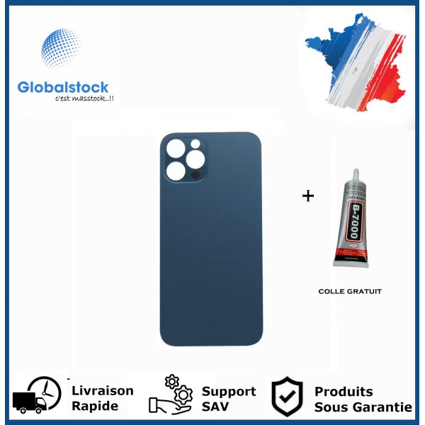 Vitre arrière iPhone 12 Pro bleu logo + ce