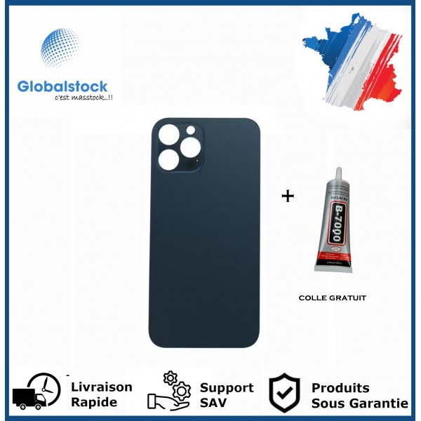Vitre arrière iPhone 12 Pro Max bleu logo + ce