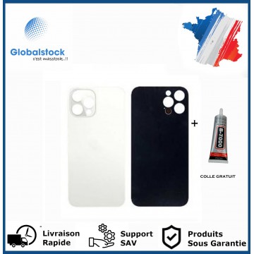 Vitre arrière iPhone 12 Pro Max blanc logo + ce
