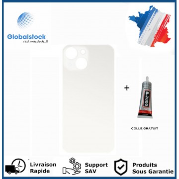 Vitre arrière iPhone 13 blanc logo + ce