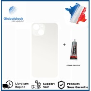 Vitre arrière iPhone 13 blanc logo + ce