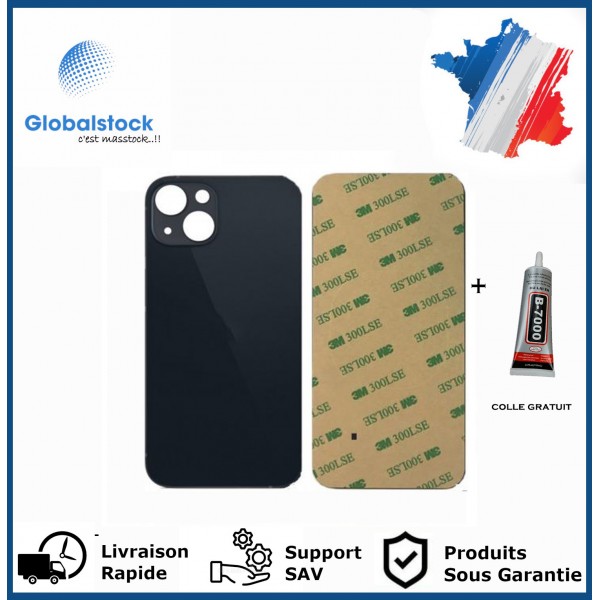 Vitre arrière iPhone 13 noir logo + ce