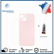 Vitre arrière iPhone 13 rose logo + ce